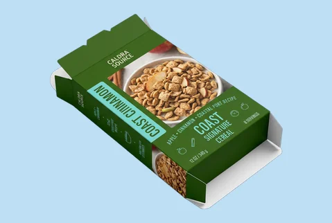 2 reverse tuck cereal cartons