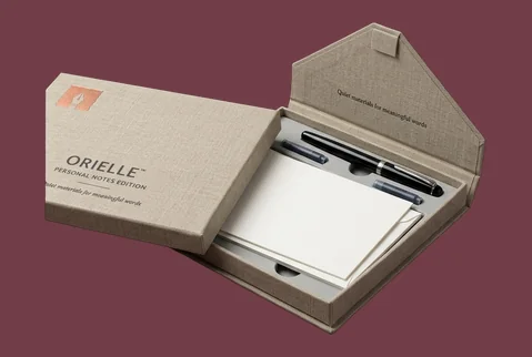 6 Linen Wrapped Envelope Box