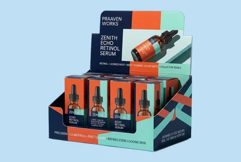 8 counter display serum packs